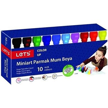 Let's 10 Renk Miniart Parmak Mum Boya
