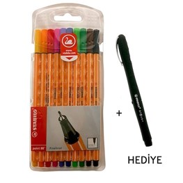 Stabilo point 88 10 Renk + Kalem Hediyeli